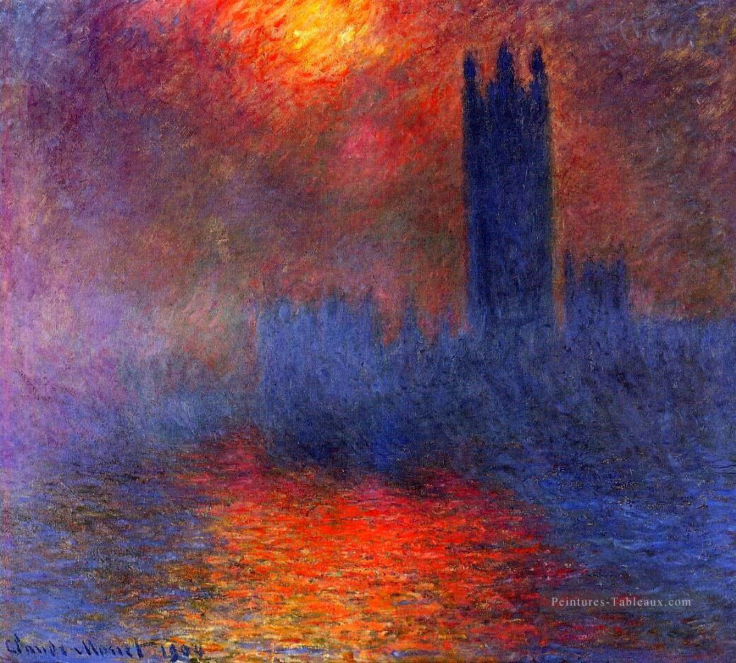 Chambres du Parlement Effet de la lumière du soleil dans le brouillard Claude Monet Peintures à l'huile